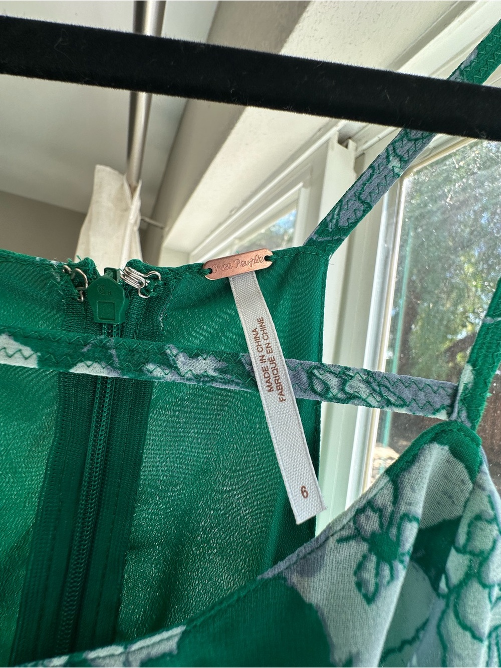 Free People Green Floral Maxi Dress with Spaghetti Straps - Picture 5 of 6